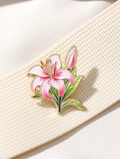 Art Lily Enamel Pin Fashion Flowers Decorative Brooches Ornaments Lapel Bag Badges Jewelry Gifts 2025 New Style Backpack For School Office Accessories Shirts Jacket Christmas Halloween Clothes Pin Fun