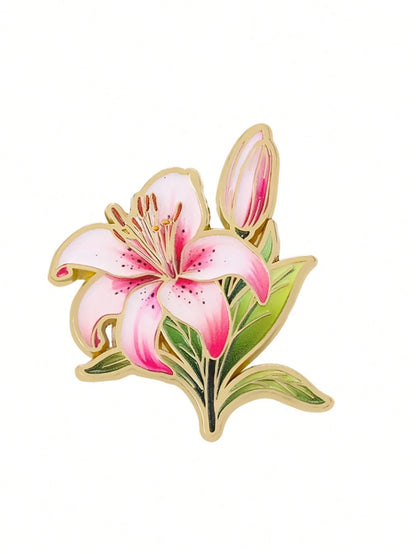 Art Lily Enamel Pin Fashion Flowers Decorative Brooches Ornaments Lapel Bag Badges Jewelry Gifts 2025 New Style Backpack For School Office Accessories Shirts Jacket Christmas Halloween Clothes Pin Fun