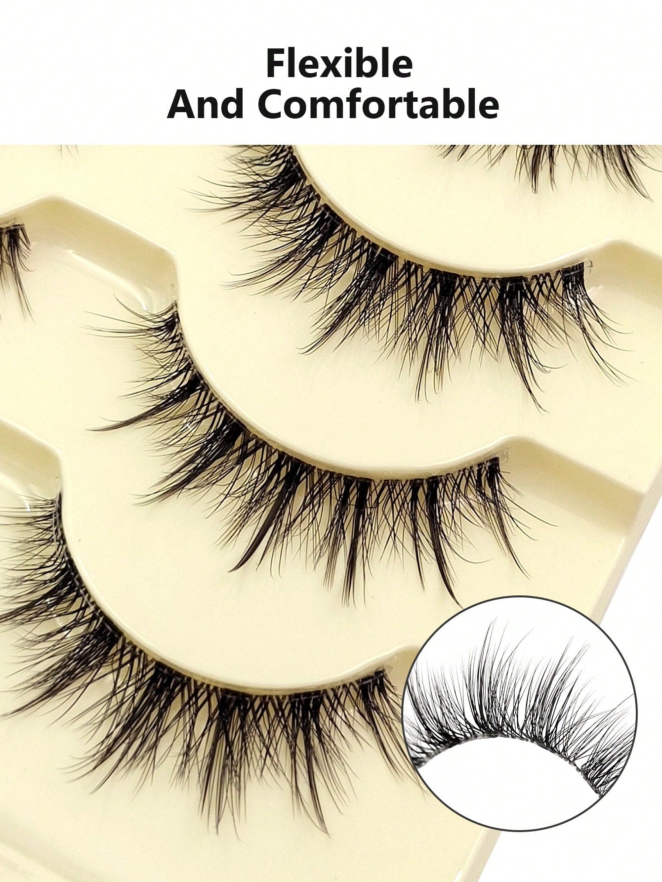 Asiteo 5 Pairs Doll-Like Natural False Eyelashes- Transparent Stem Cartoon Lashes, Fairy-Style Design, Perfect For Cosplay- Reusable
