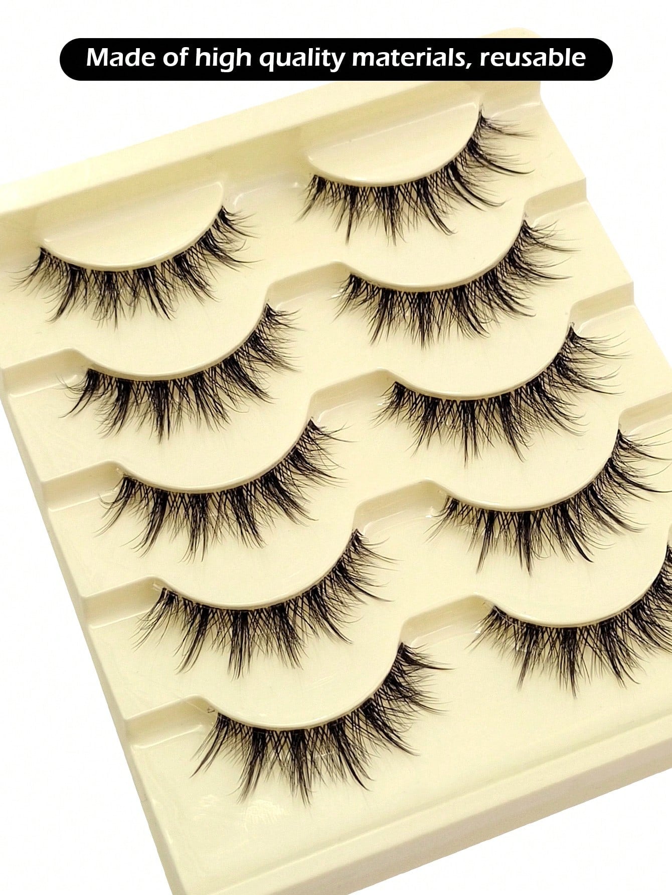 Asiteo 5 Pairs Doll-Like Natural False Eyelashes- Transparent Stem Cartoon Lashes, Fairy-Style Design, Perfect For Cosplay- Reusable
