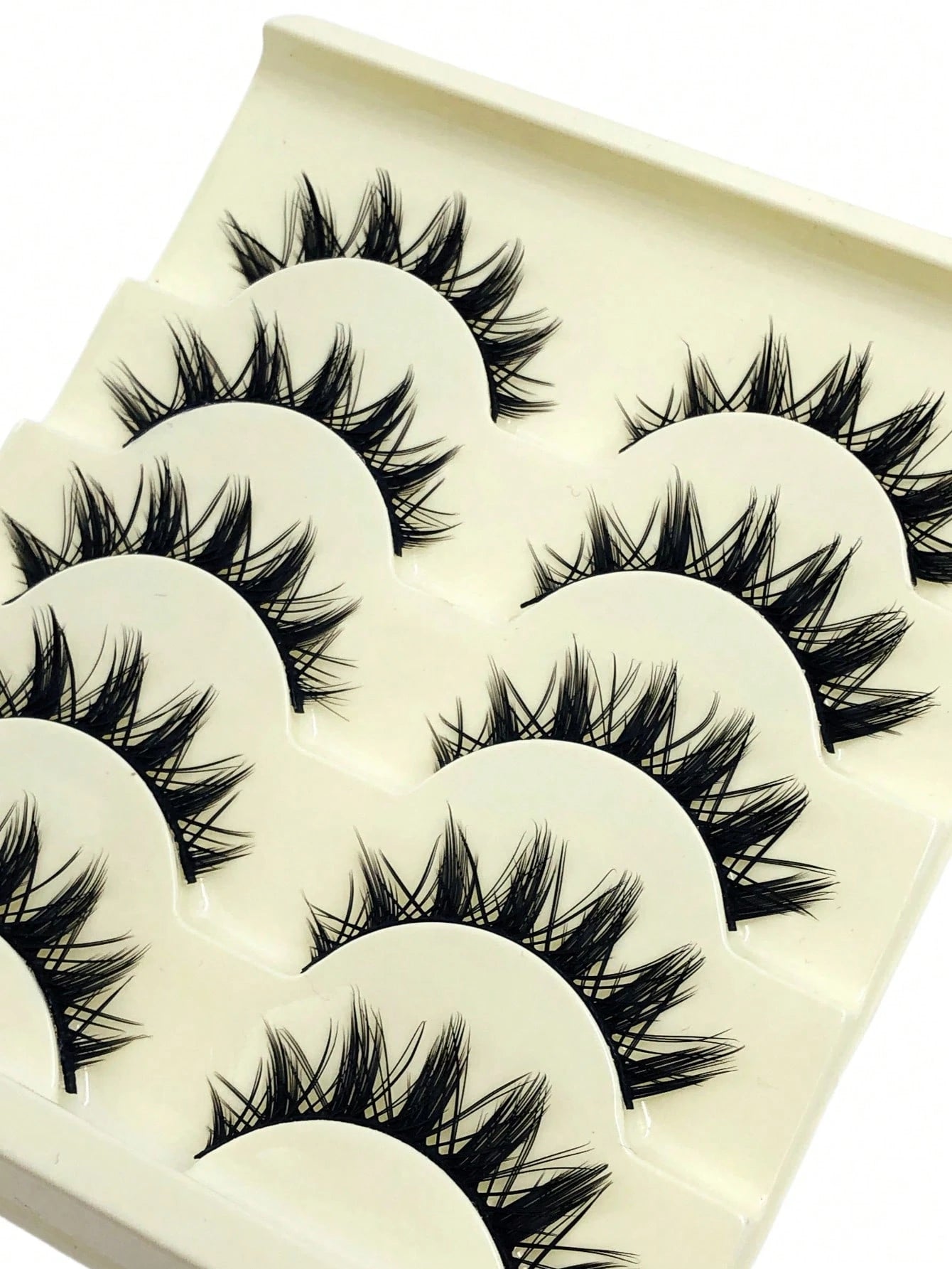 Asiteo 5 Pairs Doll-Like Natural False Eyelashes- Transparent Stem Cartoon Lashes, Fairy-Style Design, Perfect For Cosplay- Reusable