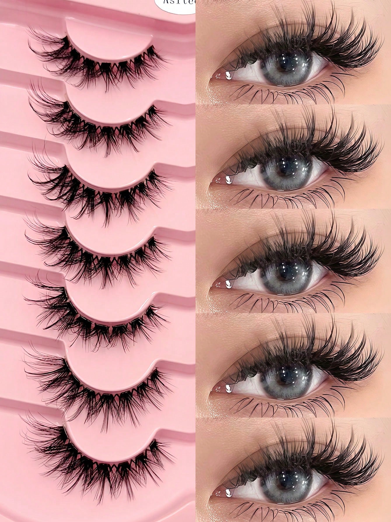 Asiteo 7 Pairs Anime Cat Eye False Eyelashes- Natural & Thick Cartoon Style, Transparent Lash Band, Beginner-Friendly, Perfect For Party & Daily Makeup