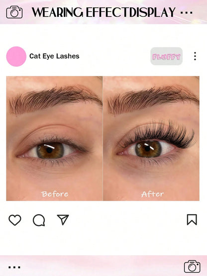 Asiteo 7 Pairs Anime Cat Eye False Eyelashes- Natural & Thick Cartoon Style, Transparent Lash Band, Beginner-Friendly, Perfect For Party & Daily Makeup