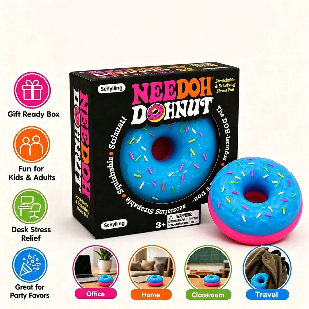 asmodee 1pc NeeDoh Schylling Donut Stress Relief Squeeze Toy, Suitable For Office Relaxation/Home Entertainment, Affordable Price, Fun And Interesting, Suitable As Graduation Gift, Wedding Gift, Toy