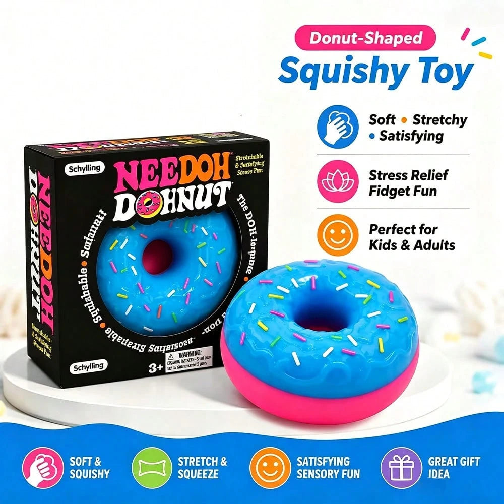 asmodee 1pc NeeDoh Schylling Donut Stress Relief Squeeze Toy, Suitable For Office Relaxation/Home Entertainment, Affordable Price, Fun And Interesting, Suitable As Graduation Gift, Wedding Gift, Toy