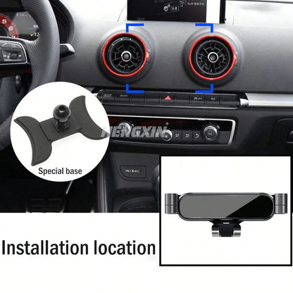 Audi Car Phone Holder, Gravity Navigation Mount, GPS Air Vent Clip Installation Accessory, Linear Gravity Fixed Car Mount, Universal Car Navigation Phone Holder, Compatible With A3 S3 8V 2014-2020/A4
