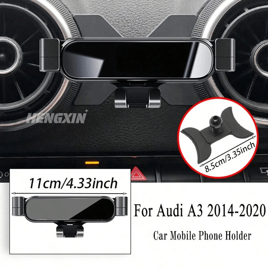 Audi Car Phone Holder, Gravity Navigation Mount, GPS Air Vent Clip Installation Accessory, Linear Gravity Fixed Car Mount, Universal Car Navigation Phone Holder, Compatible With A3 S3 8V 2014-2020/A4