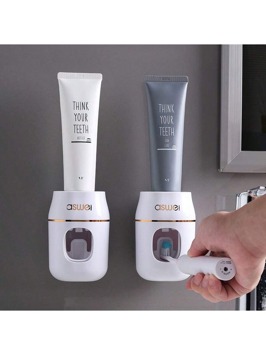 Automatic Toothpaste Dispenser Set, Wall-Mounted Toothpaste Squeezer No-Drill Bathroom Toothbrush Holder Home Bathroom Decor Fall Decor Back To School