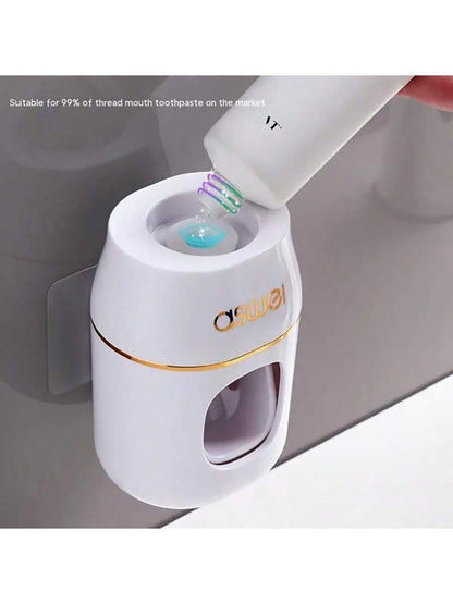 Automatic Toothpaste Dispenser Set, Wall-Mounted Toothpaste Squeezer No-Drill Bathroom Toothbrush Holder Home Bathroom Decor Fall Decor Back To School
