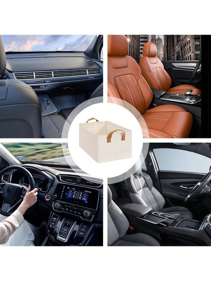 Automotive Trunk Storage Box- Car Trunk Storage Organizer, Portable Organizer Box With Handle, Multifunctional Universal Seat Stowing Box