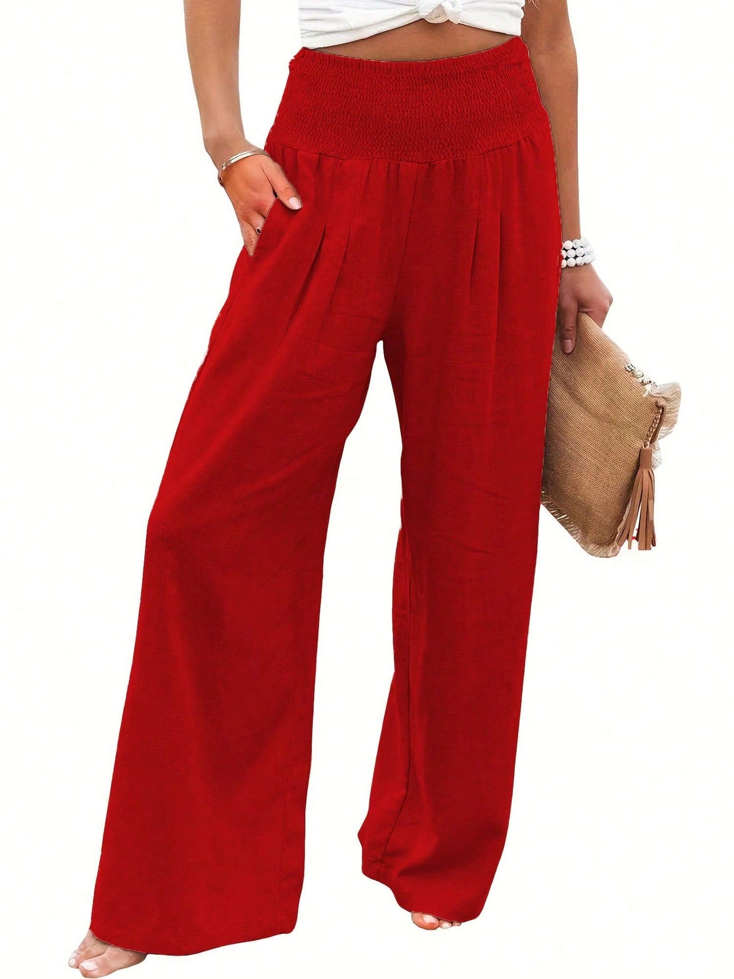 Autumn New Arrival Casual Wide Leg High Waist Loose Pants For Women, Popular European And American Style Spring