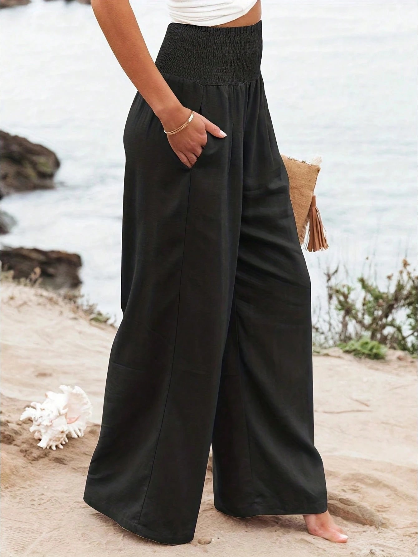 Autumn New Arrival Casual Wide Leg High Waist Loose Pants For Women, Popular European And American Style Spring