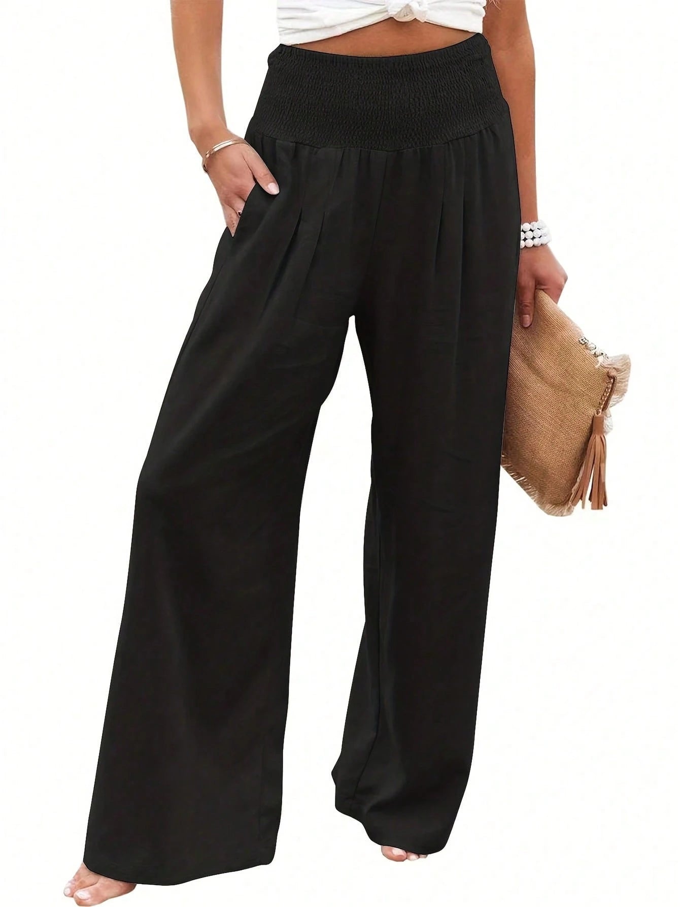 Autumn New Arrival Casual Wide Leg High Waist Loose Pants For Women, Popular European And American Style Spring