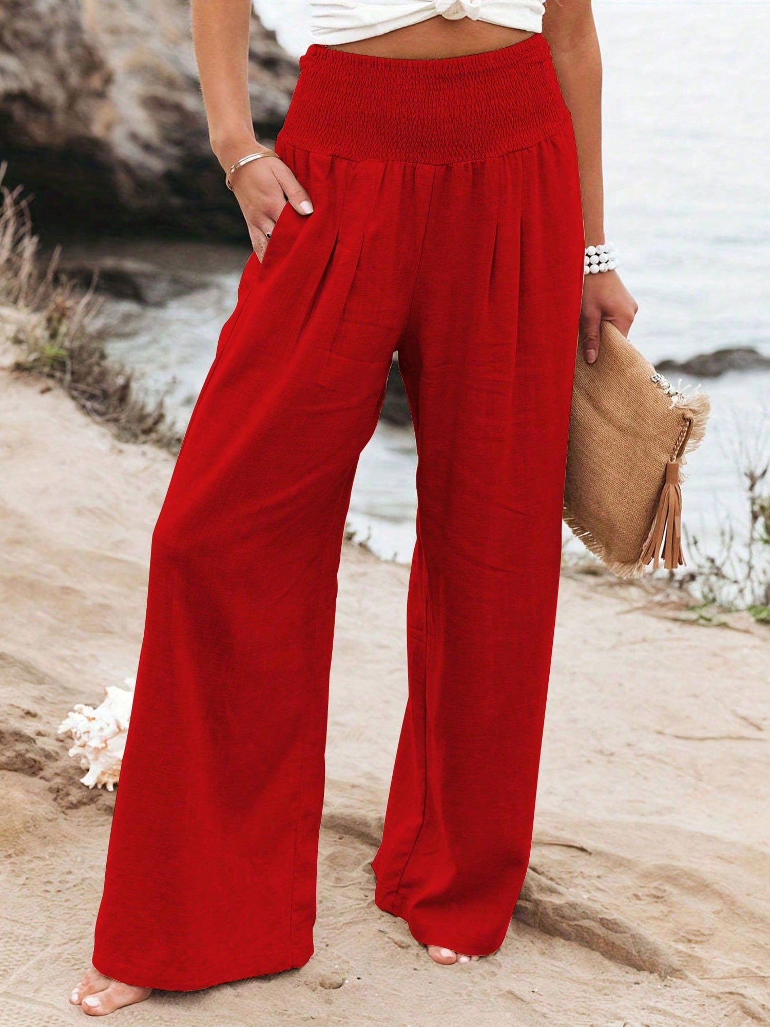 Autumn New Arrival Casual Wide Leg High Waist Loose Pants For Women, Popular European And American Style Spring