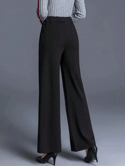 Autumn/Winter Women Wide Leg High Waist Casual Loose Trousers, Versatile Suit Pants Black Summer, Effortless Style