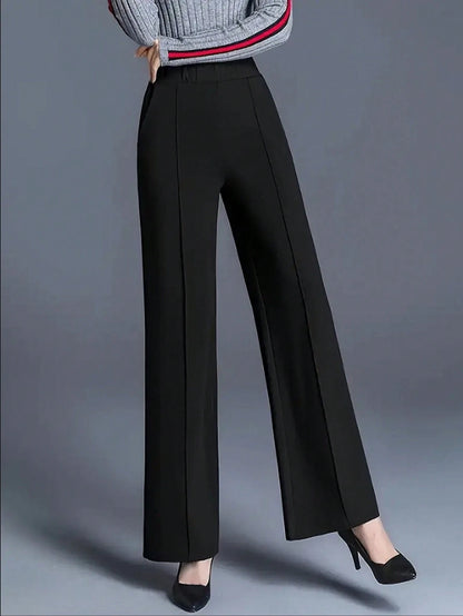 Autumn/Winter Women Wide Leg High Waist Casual Loose Trousers, Versatile Suit Pants Black Summer, Effortless Style