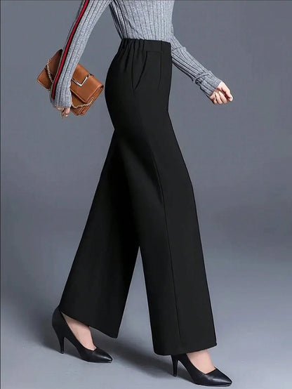 Autumn/Winter Women Wide Leg High Waist Casual Loose Trousers, Versatile Suit Pants Black Summer, Effortless Style