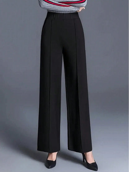 Autumn/Winter Women Wide Leg High Waist Casual Loose Trousers, Versatile Suit Pants Black Summer, Effortless Style