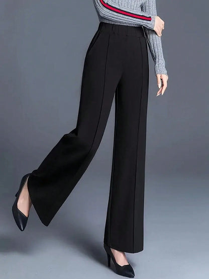 Autumn/Winter Women Wide Leg High Waist Casual Loose Trousers, Versatile Suit Pants Black Summer, Effortless Style