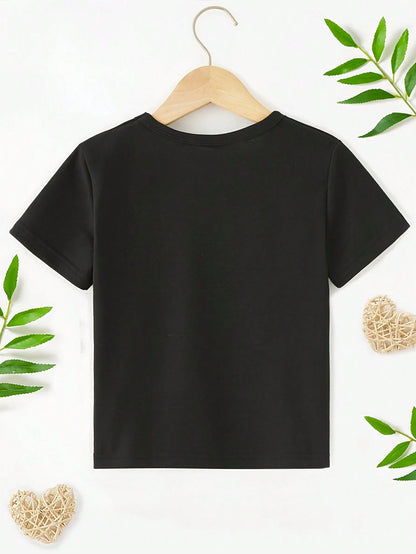 Baby Boy Casual Colorful Letter Slogan Print Short Sleeve T-Shirt, Fashionable