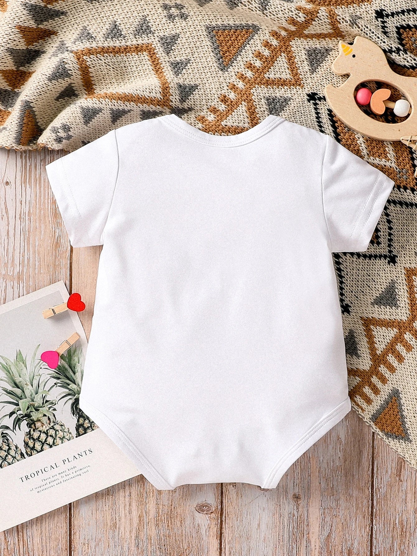 Baby Boy Casual Heart & Slogan Printed Bodysuit, Summer