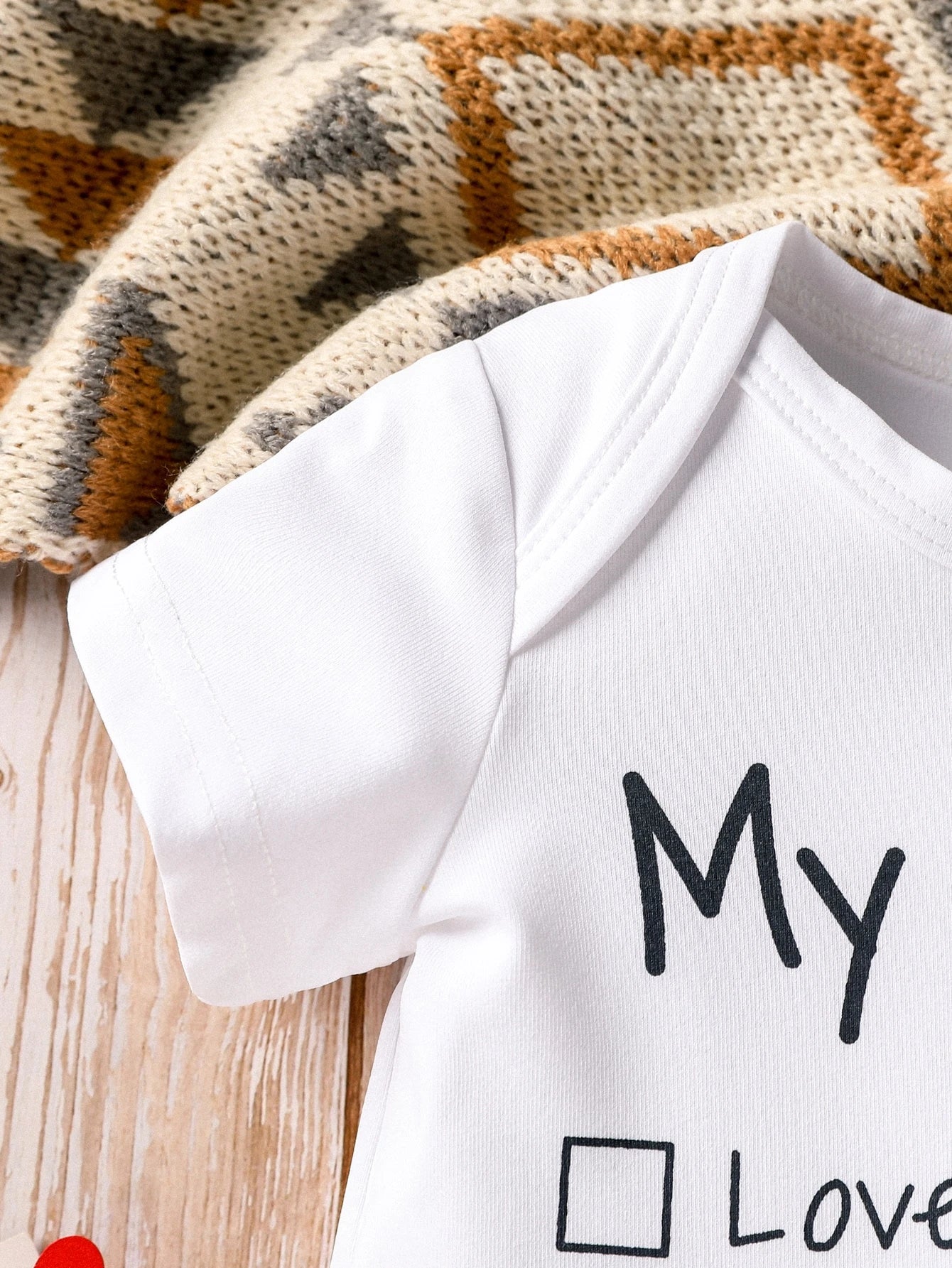 Baby Boy Casual Heart & Slogan Printed Bodysuit, Summer