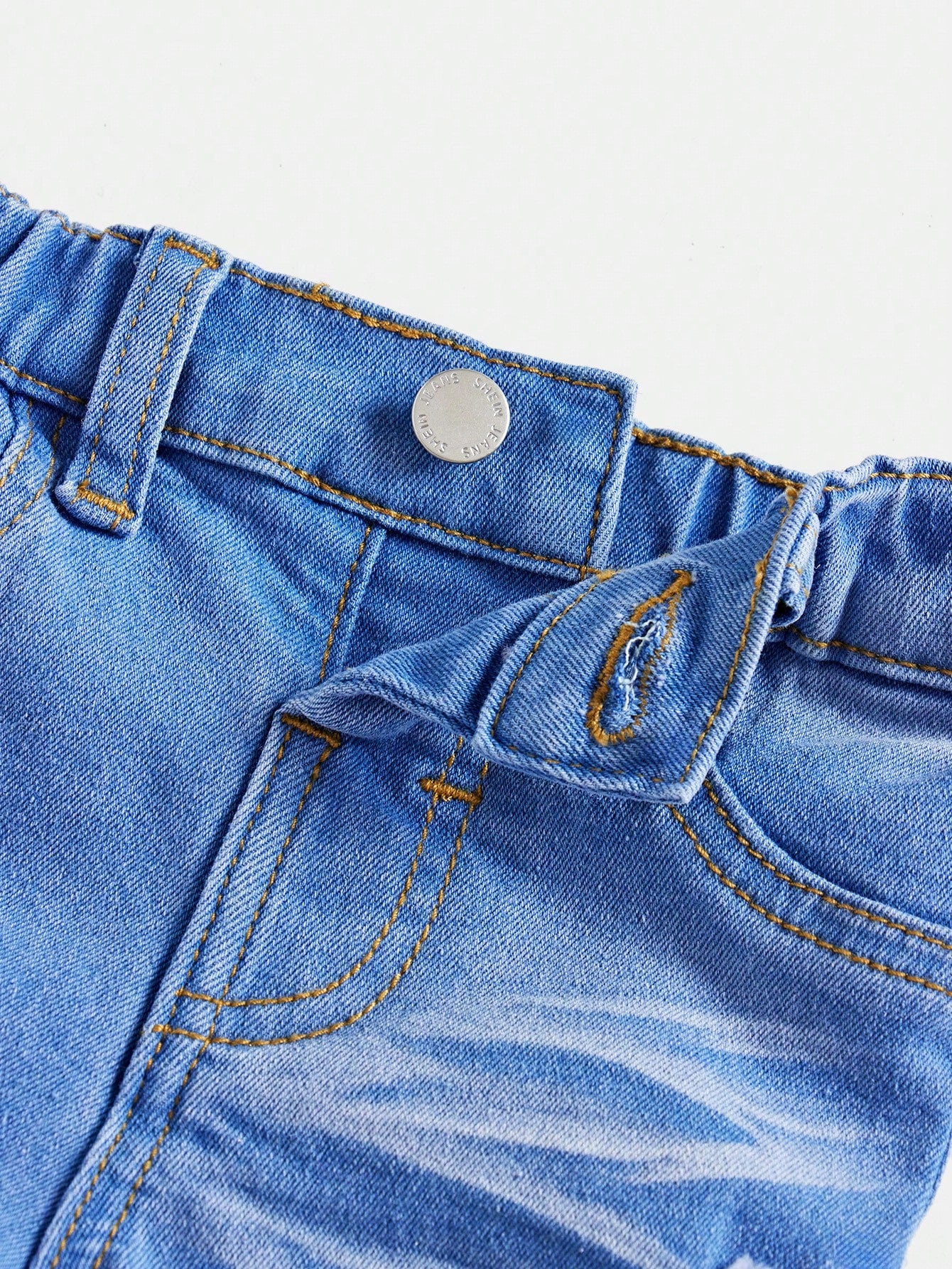 Baby Boy Spring Summer Fashionable Stonewashed Ripped Frayed High Stretch Slim Fit Blue Jeans, For Spring/Summer Streetwear Spring Break