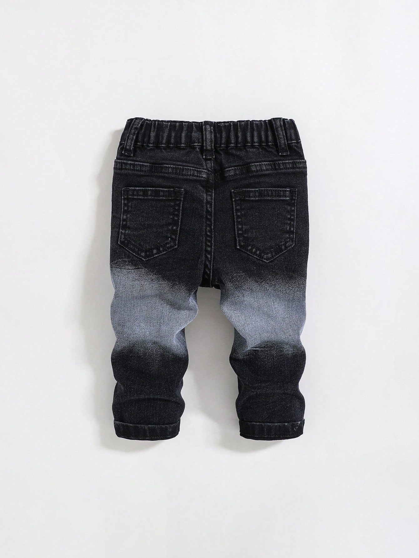 Baby Boy Spring Summer Fashionable Stonewashed Ripped Frayed High Stretch Slim Fit Blue Jeans, For Spring/Summer Streetwear Spring Break