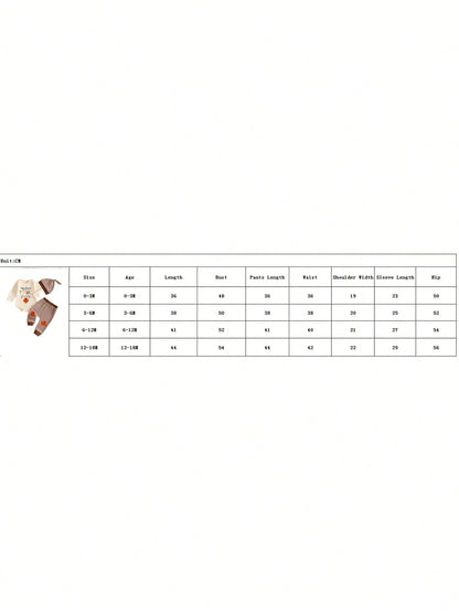 Baby Boy Thanksgiving Letter Embroidery Romper Pants Set With Hat- Long Sleeve Outfit For Party Fall Daily