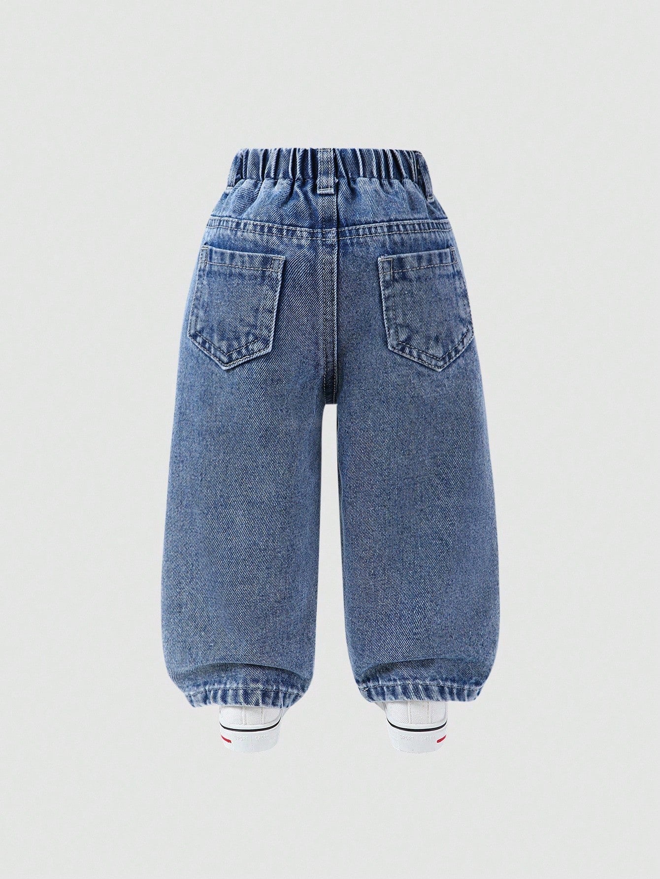 Baby Boys' Straight Leg Jeans,Blue,Summer,Street Life Casual Graphic Street Fashion,City Break,Distressed Ripped Holes Denim,Elastic Waistband