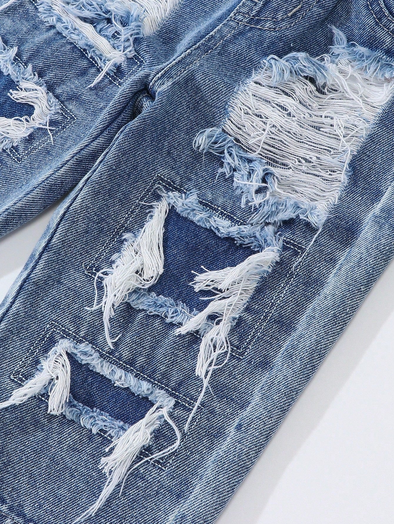 Baby Boys' Straight Leg Jeans,Blue,Summer,Street Life Casual Graphic Street Fashion,City Break,Distressed Ripped Holes Denim,Elastic Waistband