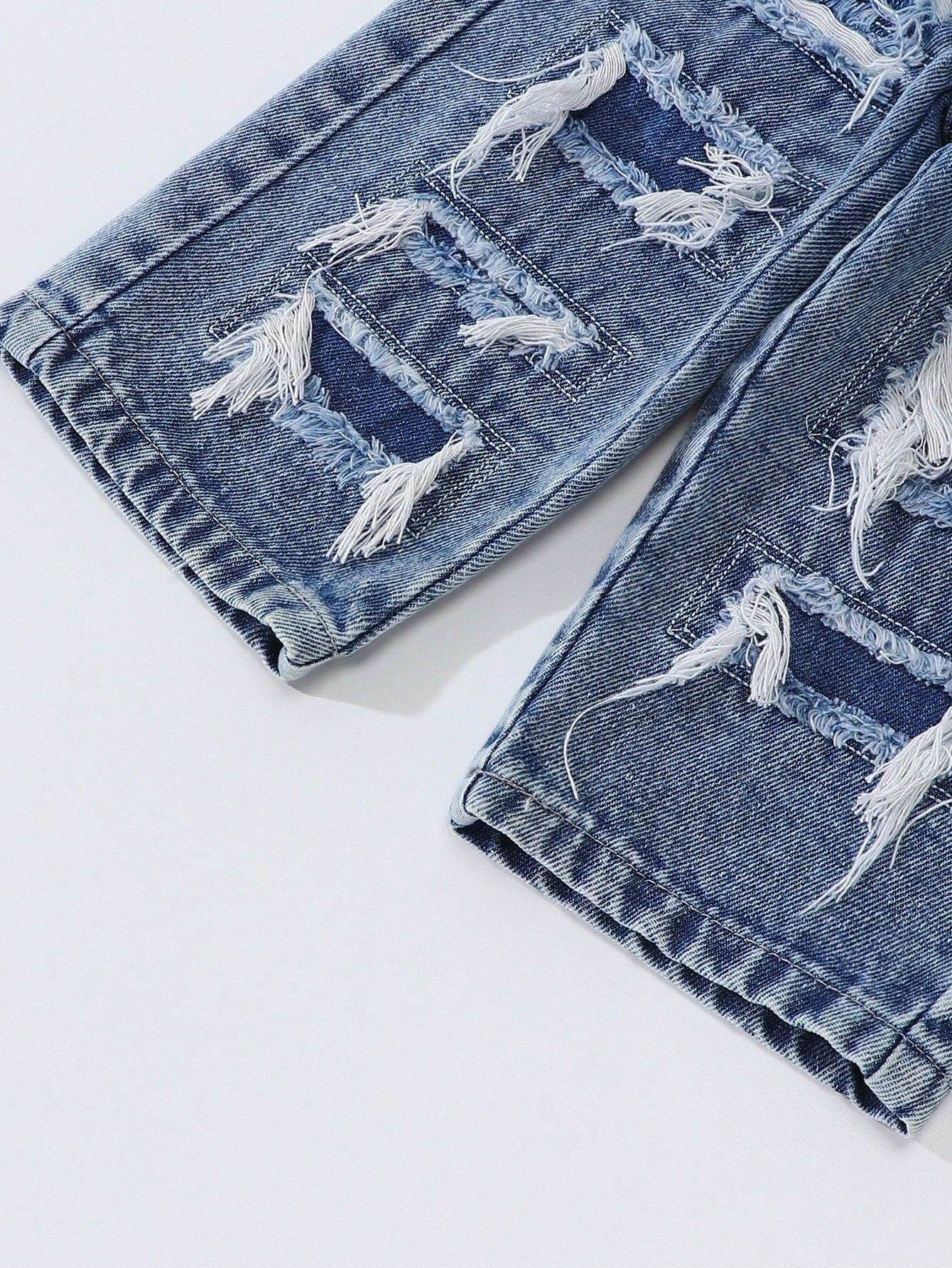 Baby Boys' Straight Leg Jeans,Blue,Summer,Street Life Casual Graphic Street Fashion,City Break,Distressed Ripped Holes Denim,Elastic Waistband
