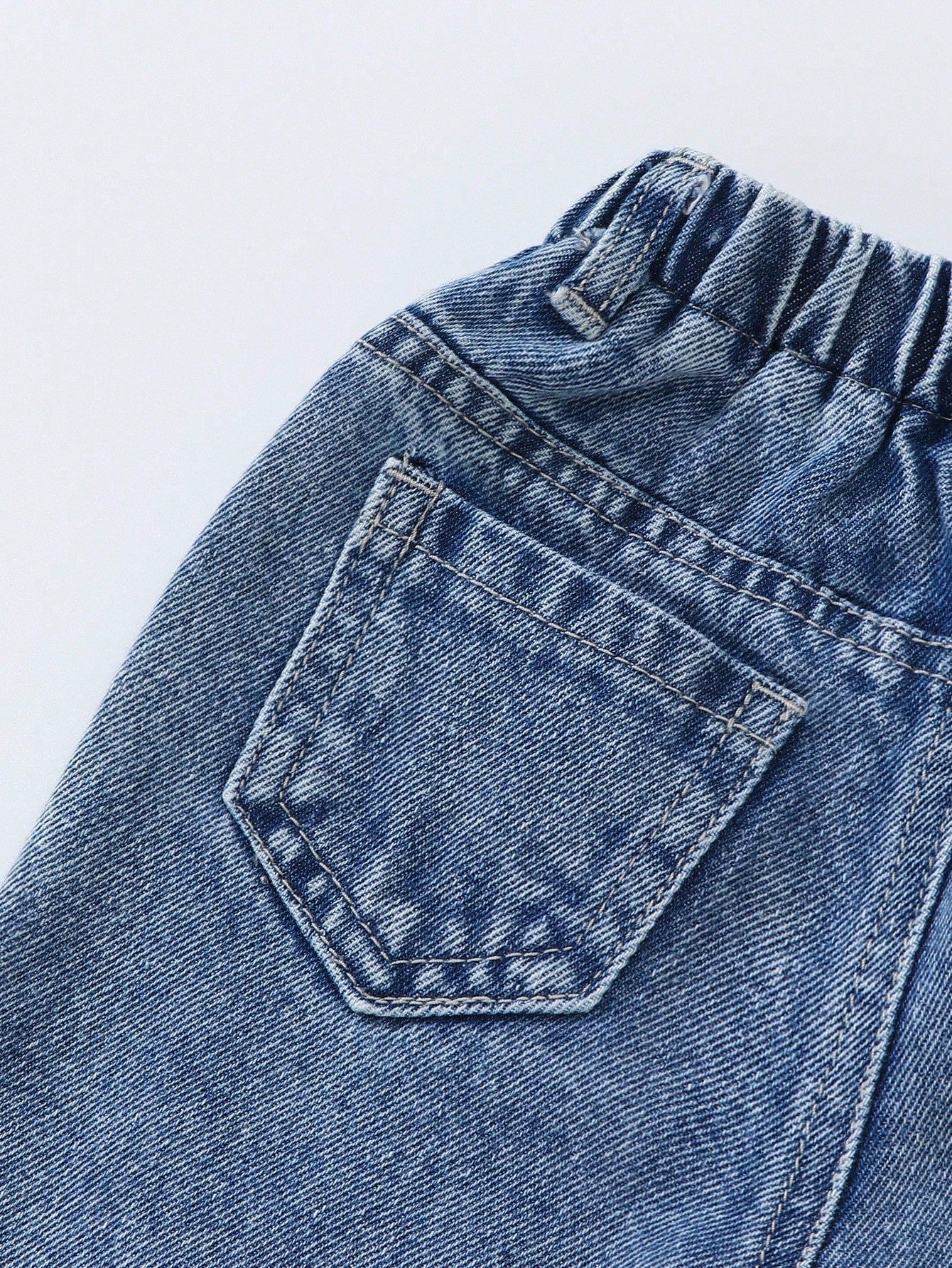 Baby Boys' Straight Leg Jeans,Blue,Summer,Street Life Casual Graphic Street Fashion,City Break,Distressed Ripped Holes Denim,Elastic Waistband