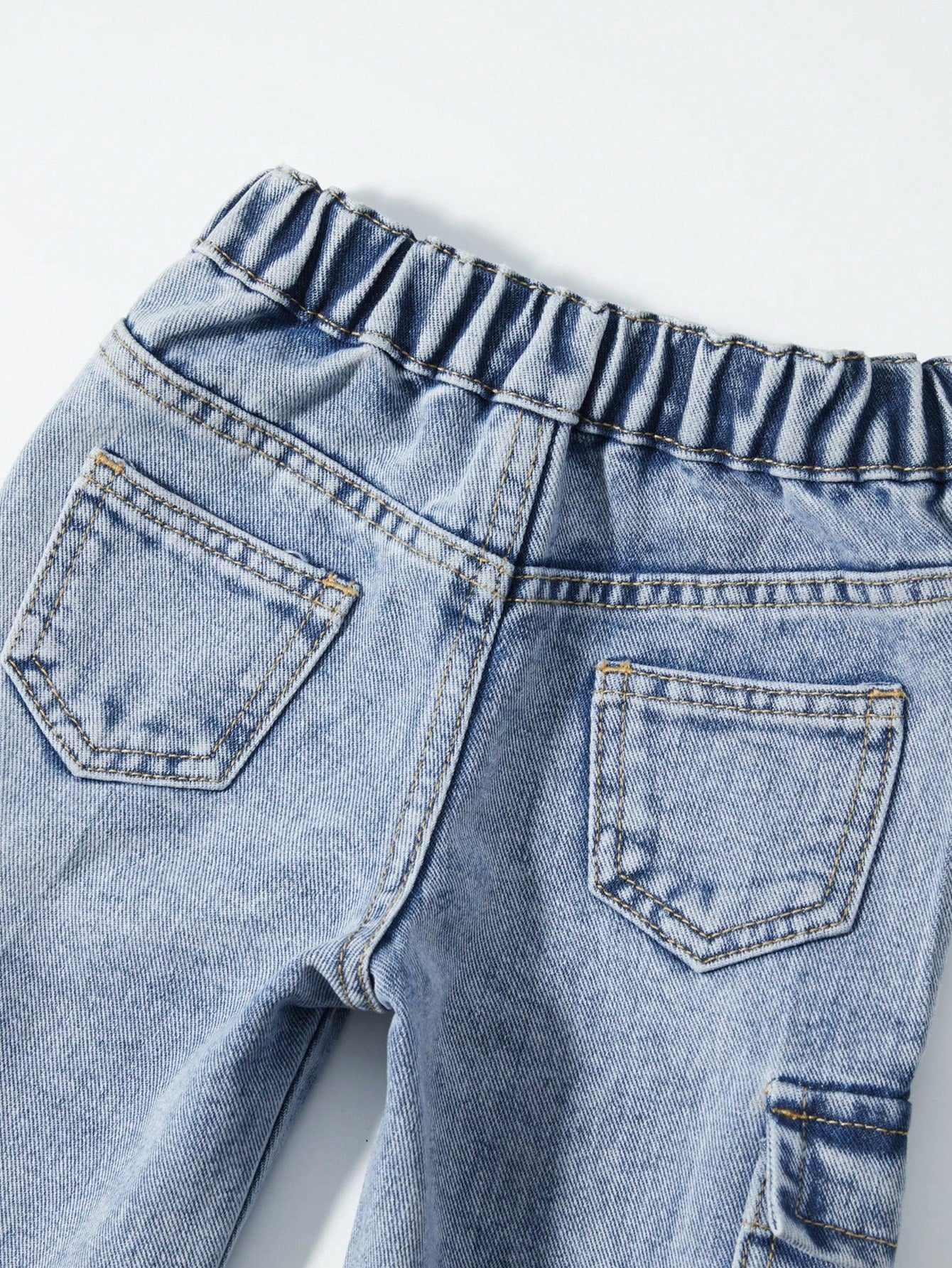 Baby Denim Cool Retro Denim Long Pants, All-Season Denim Long Pants, Decorated With Eye-Catching Basketball Retro Theme Embroidery, Side 3D Cargo Pockets Combining Practicality And Style, Loose