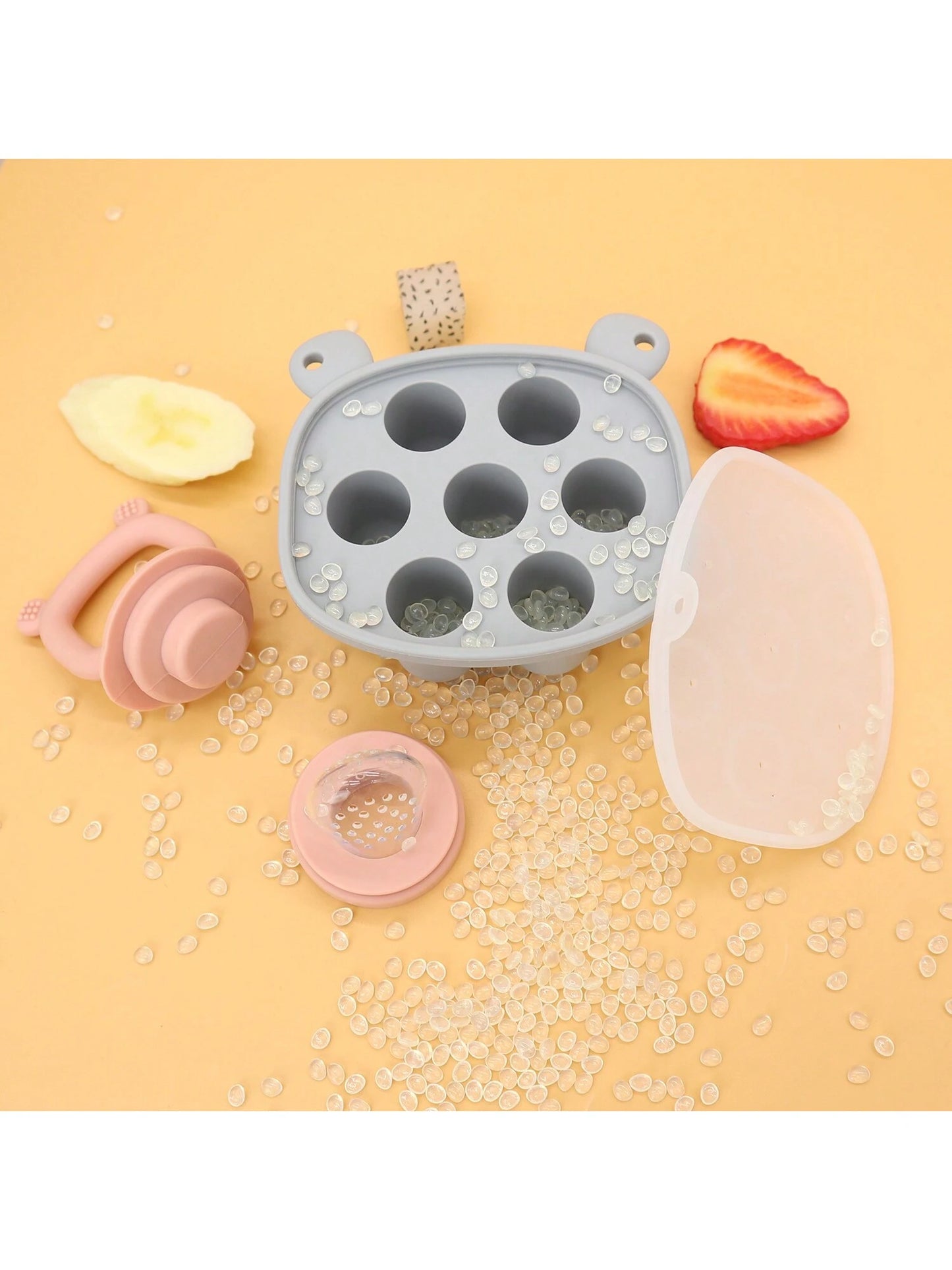 Baby Food Freezer Tray And Fruit Feeding Combo (2pcs), Breastmilk Popsicle Mold, Fruit Feeder And Baby Self Feeding Food Supplement Pacifier
