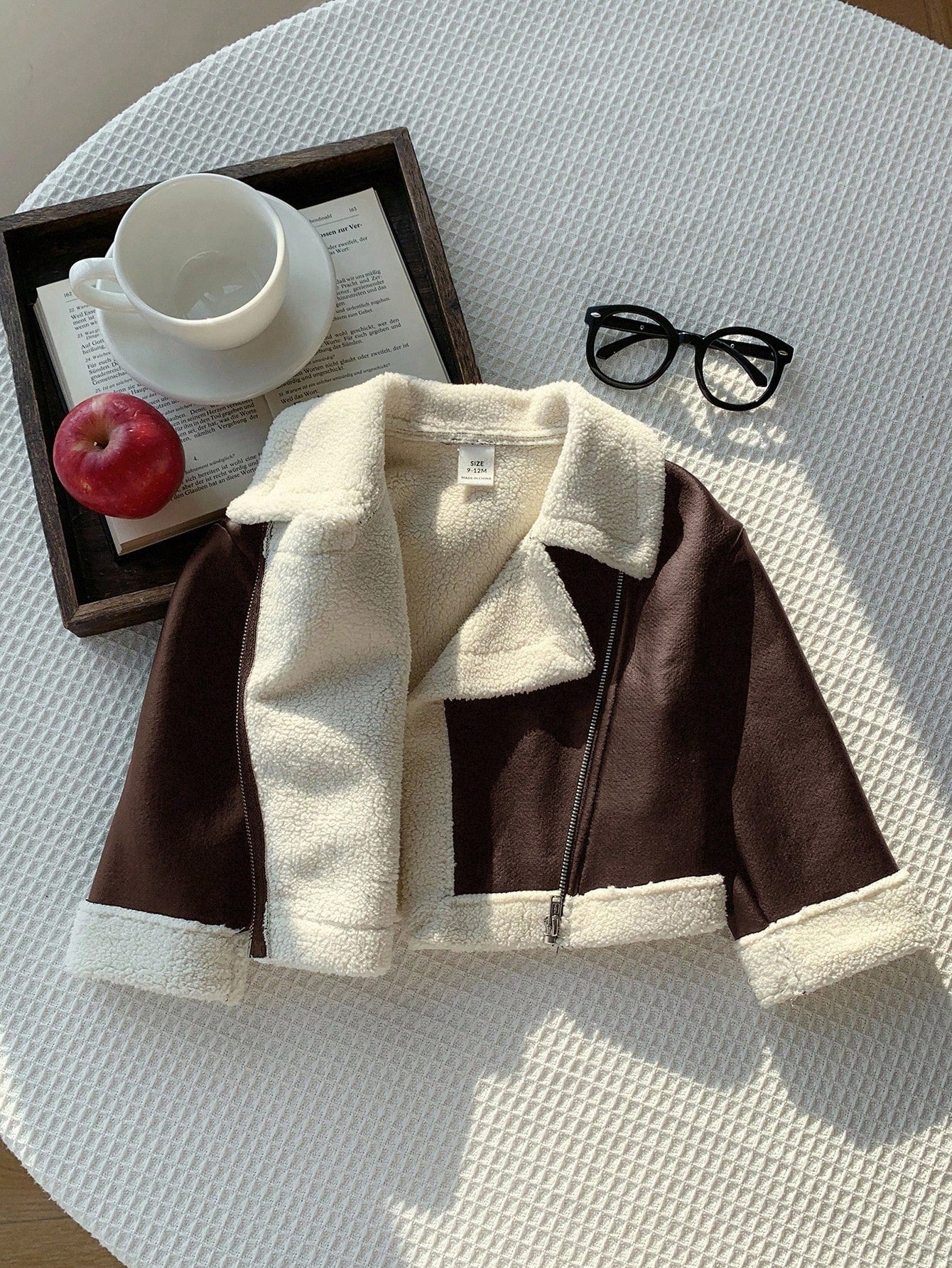 Baby Girl Autumn/Winter Cute Versatile Color-Blocking Thermal-Lined Faux Fur Jacket Fall