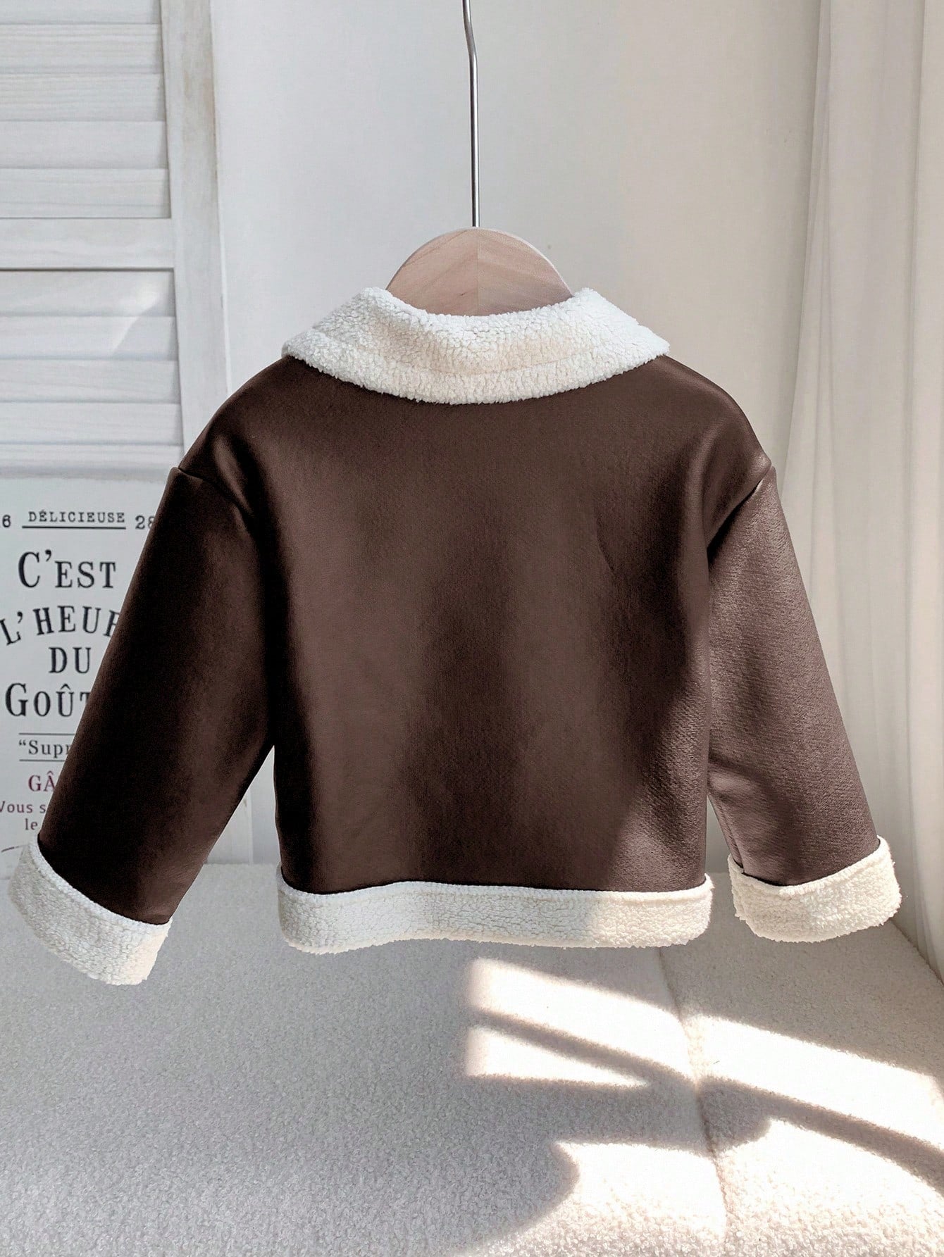 Baby Girl Autumn/Winter Cute Versatile Color-Blocking Thermal-Lined Faux Fur Jacket Fall