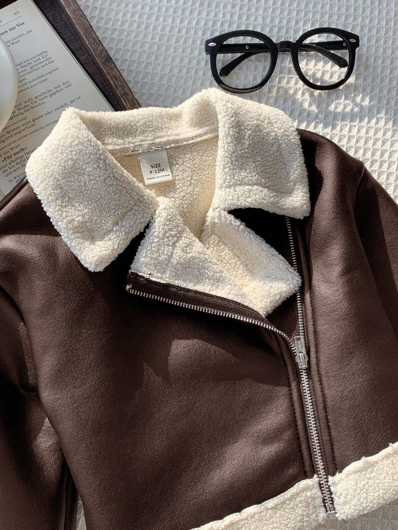 Baby Girl Autumn/Winter Cute Versatile Color-Blocking Thermal-Lined Faux Fur Jacket Fall