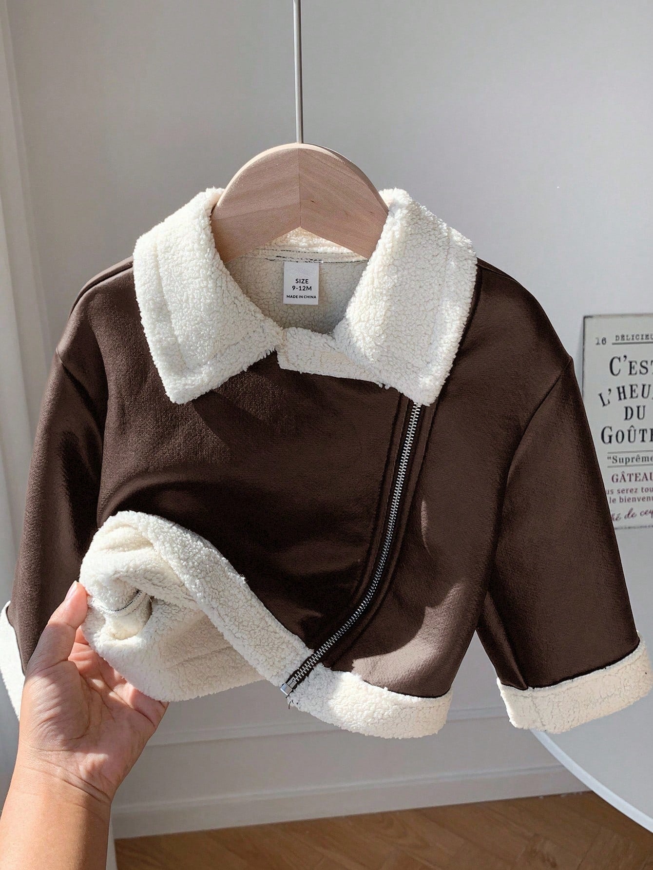 Baby Girl Autumn/Winter Cute Versatile Color-Blocking Thermal-Lined Faux Fur Jacket Fall