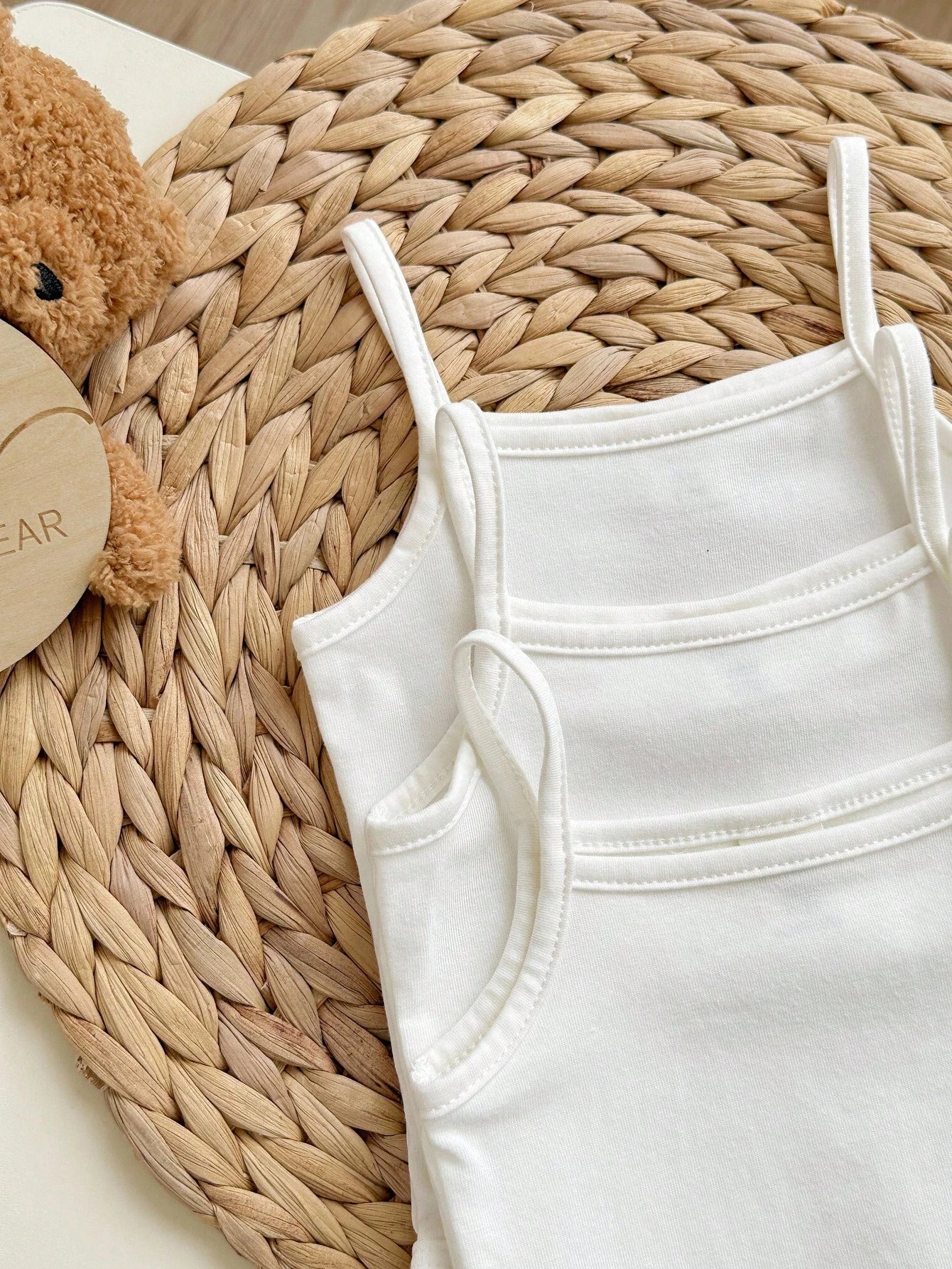 Baby Girl Casual Knitted Solid Color Bodysuit Camisole 3pcs/Set With Snaps