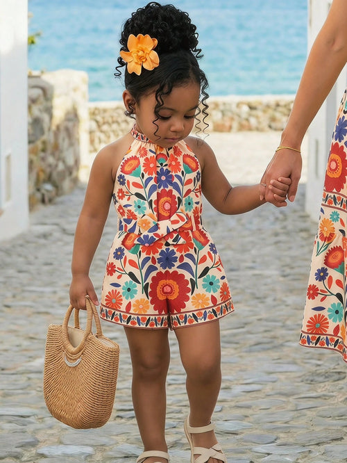 Baby Girl Ditsy Floral Sleeveless Casual Romper