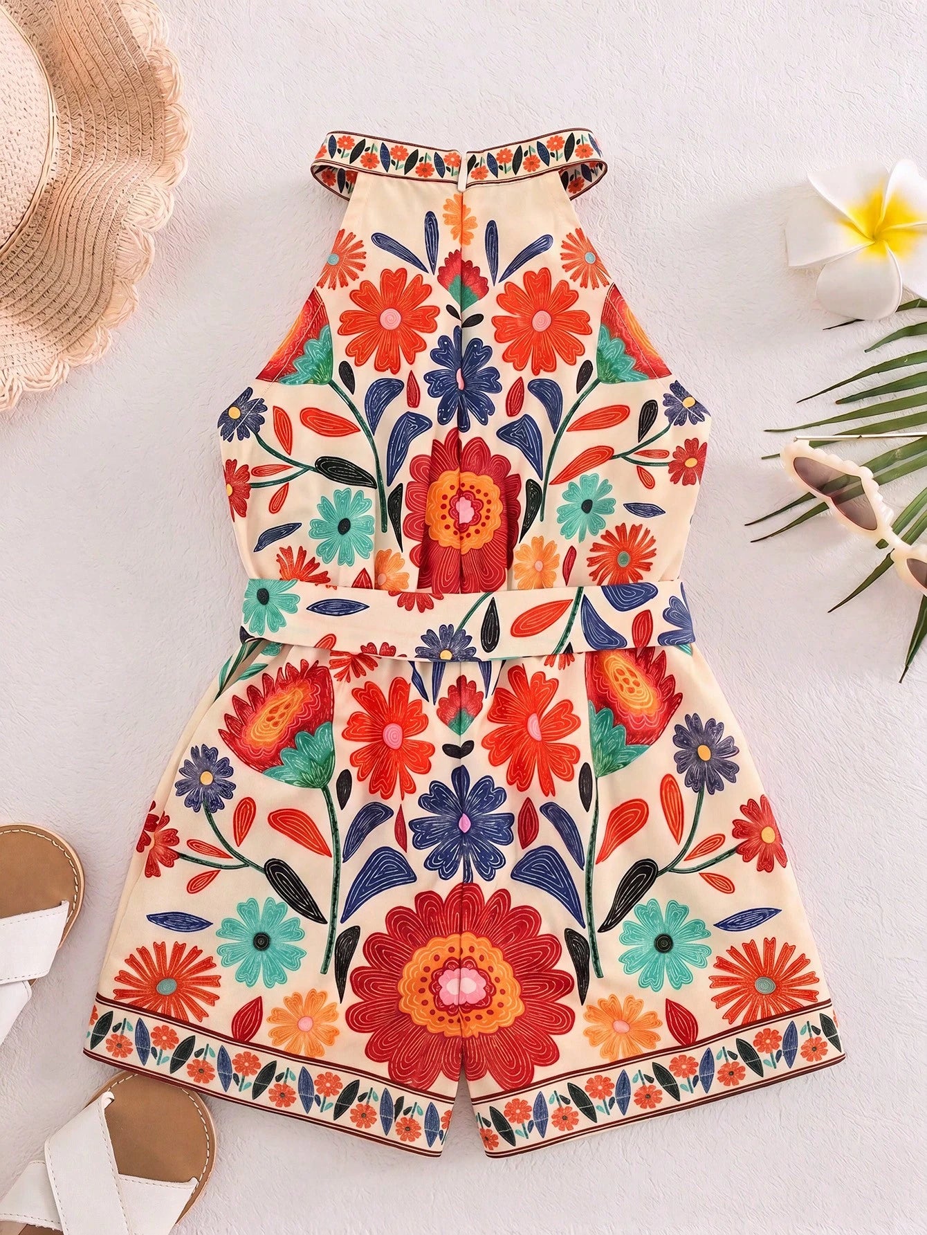 Baby Girl Ditsy Floral Sleeveless Casual Romper