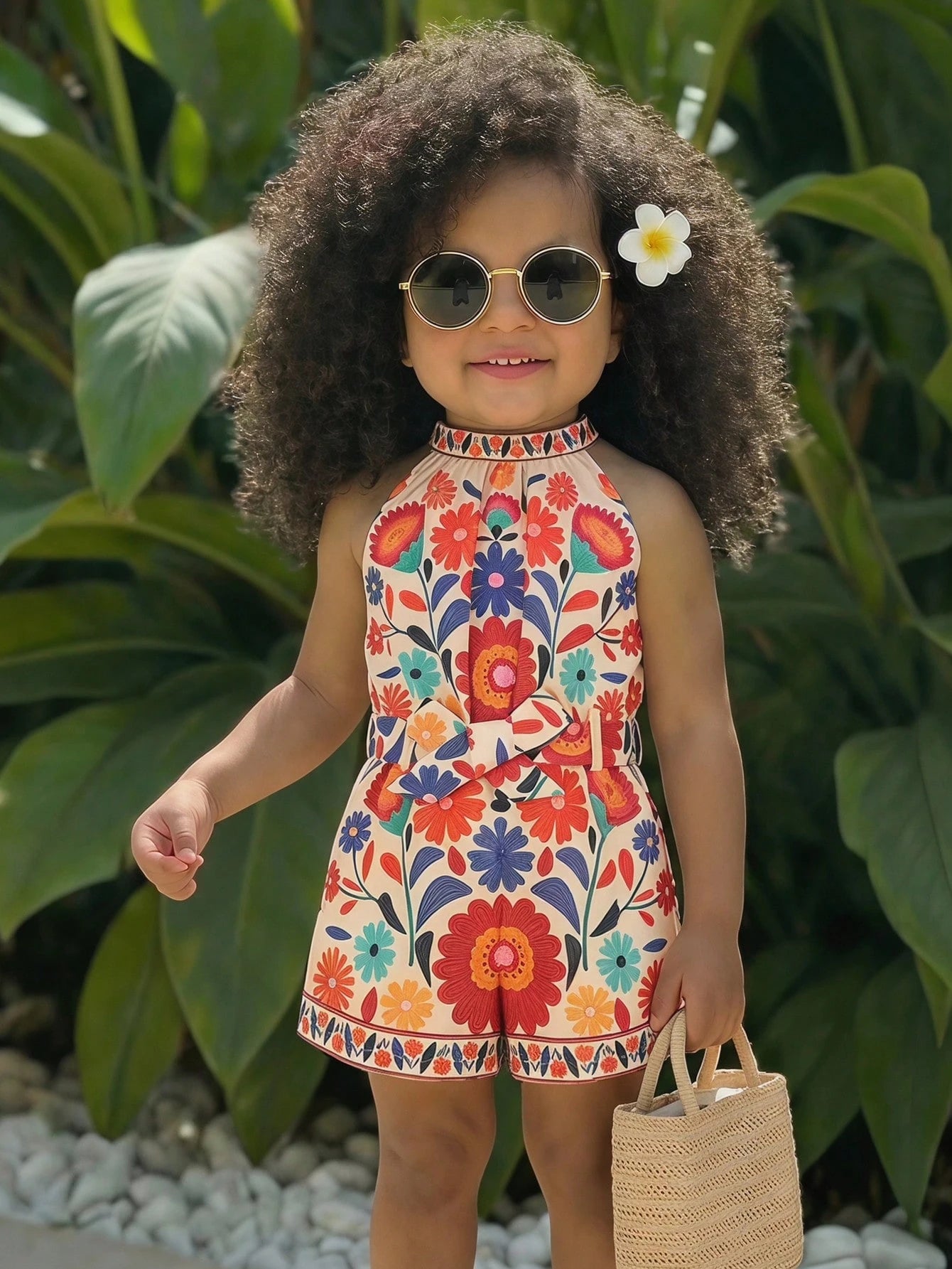 Baby Girl Ditsy Floral Sleeveless Casual Romper