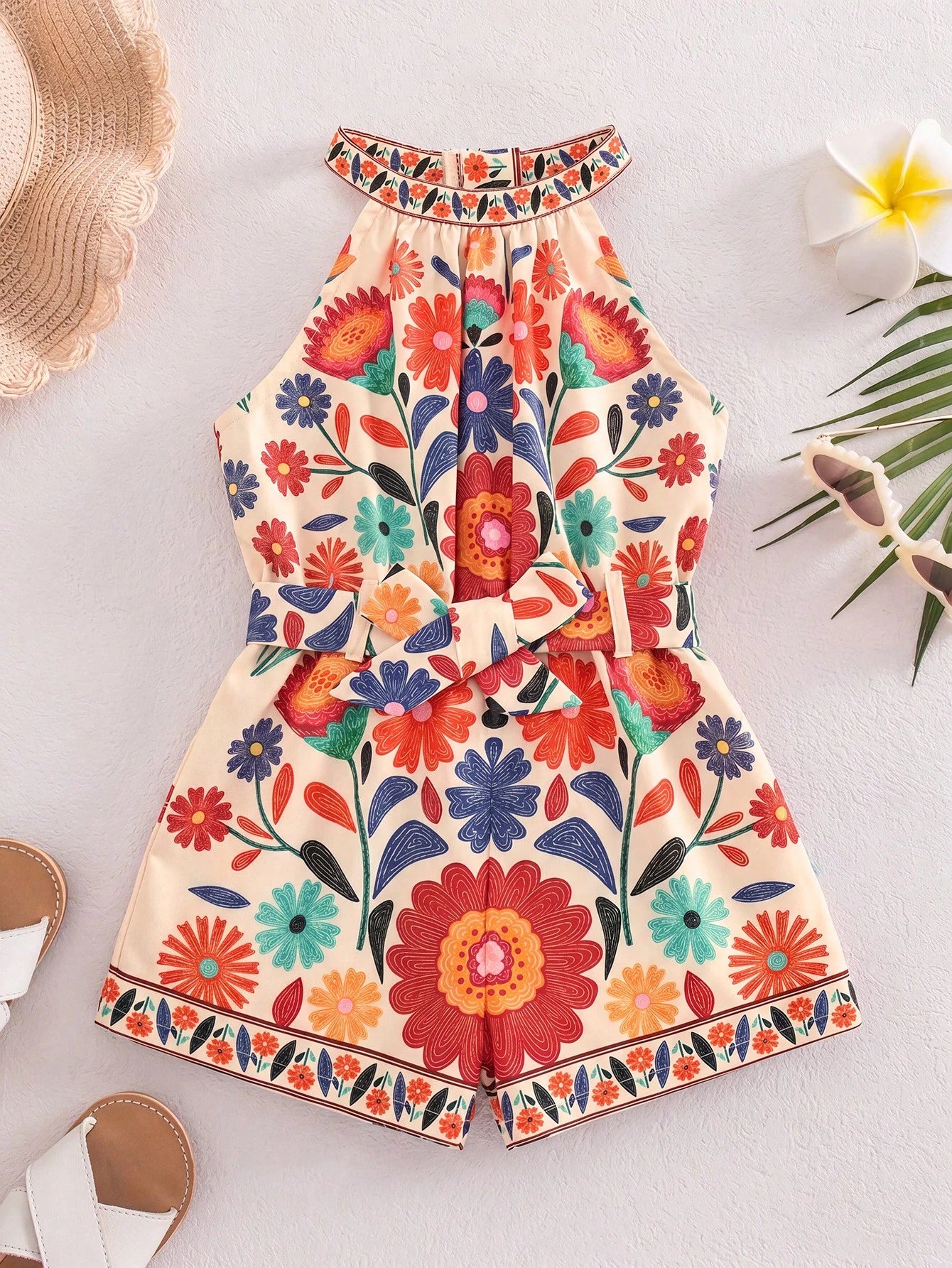 Baby Girl Ditsy Floral Sleeveless Casual Romper