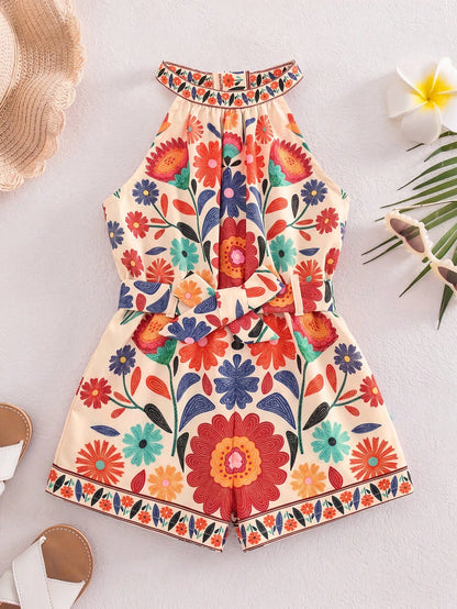 Baby Girl Ditsy Floral Sleeveless Casual Romper