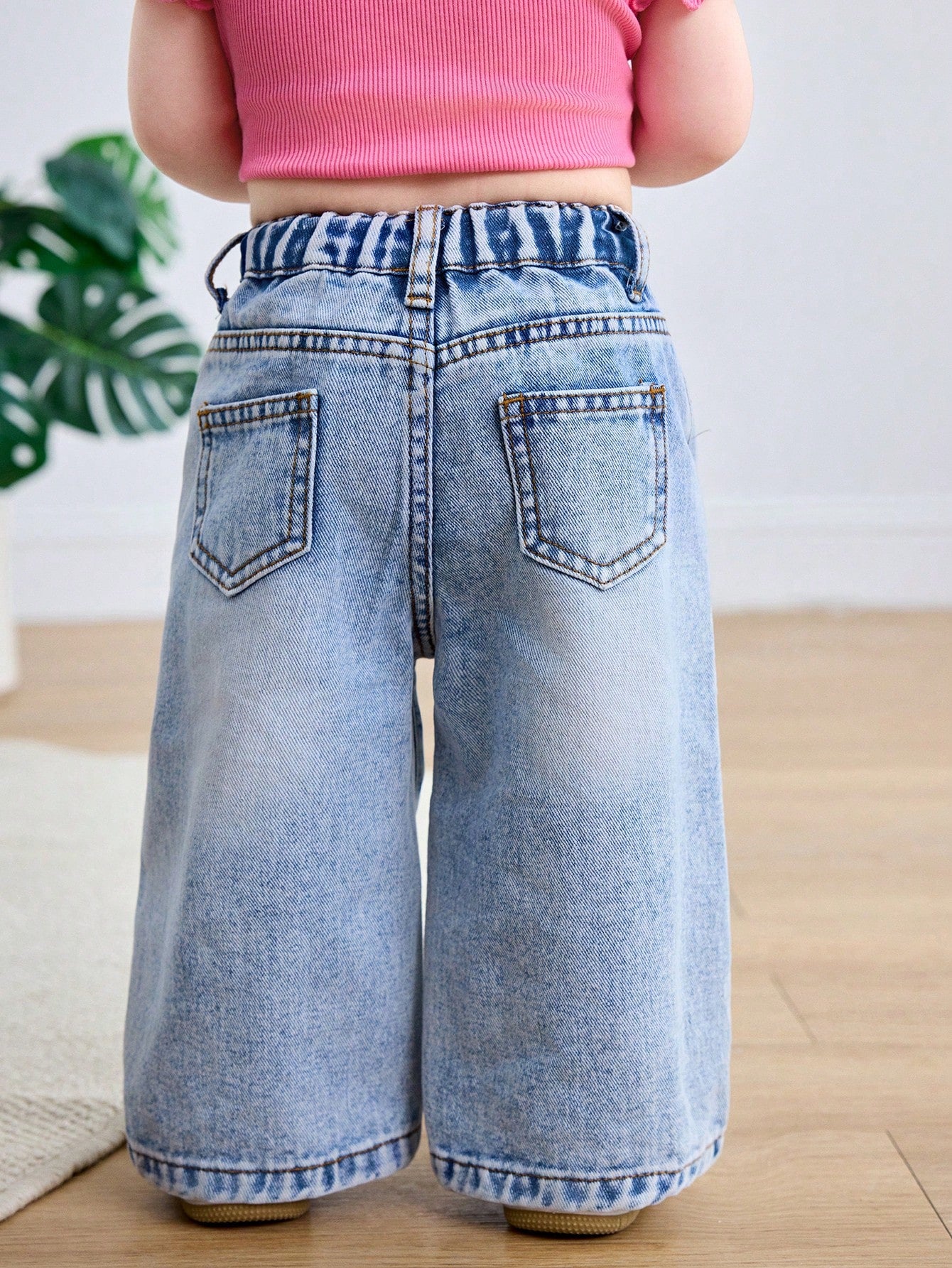 Baby Girls' Blue Loose Straight Leg Jeans