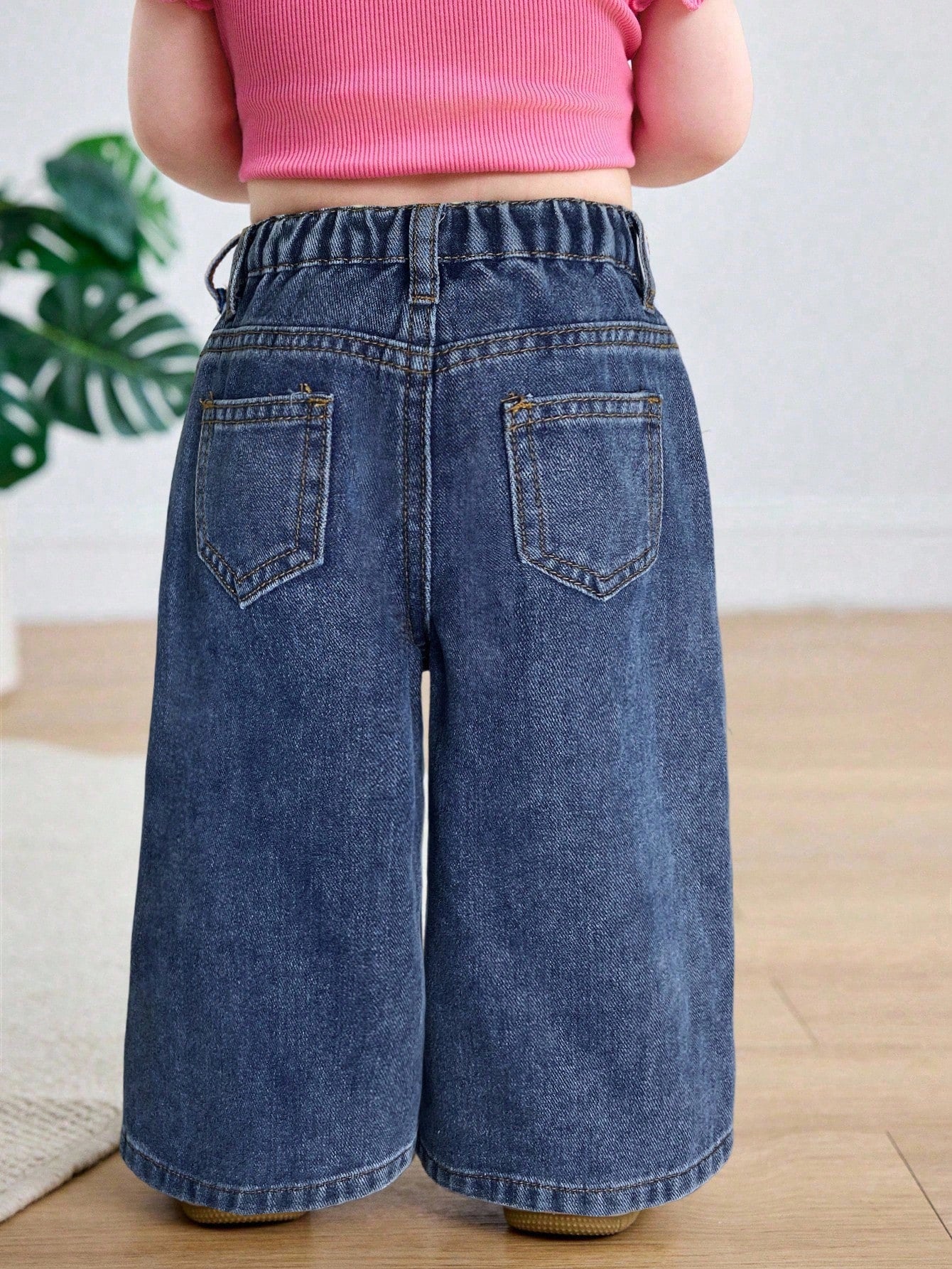 Baby Girls' Blue Loose Straight Leg Jeans