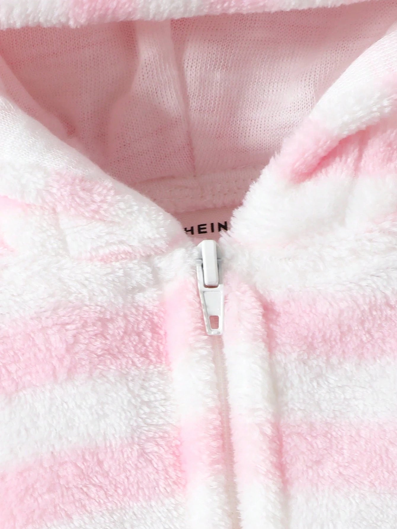 Baby Girls' Comfortable And Cute Pink Striped Animal Shape Hemmed Homewear Set, Hooded Long Sleeve And Long Pants
