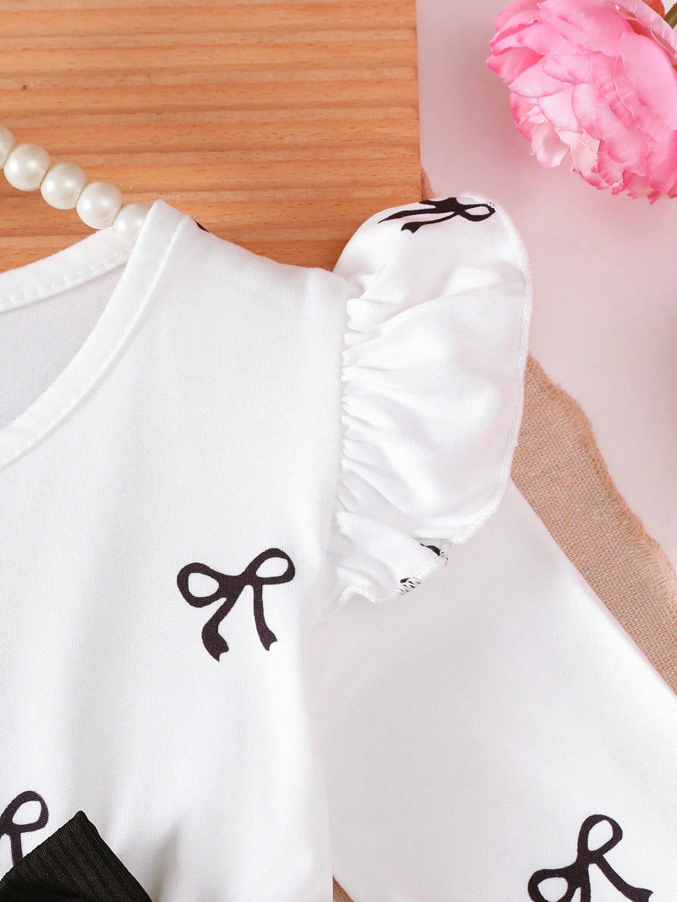 Baby Girls' New Cute Heart Print Long Sleeve 2-Piece Set, Includes 1 Bow Decor Top And 1 Solid Color Comfortable Pants, Suitable For Autumn/Winter Wear, Great For School, Back To School Season Discoun