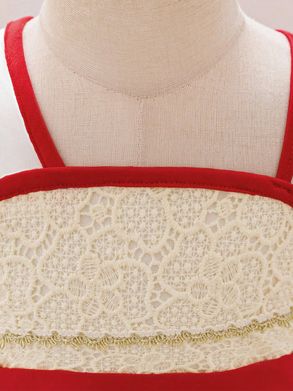 Baby Girls Sleeveless Tassel Decorated Princess Dress, Suitable For Party. Note: Fabric Pattern Is Random